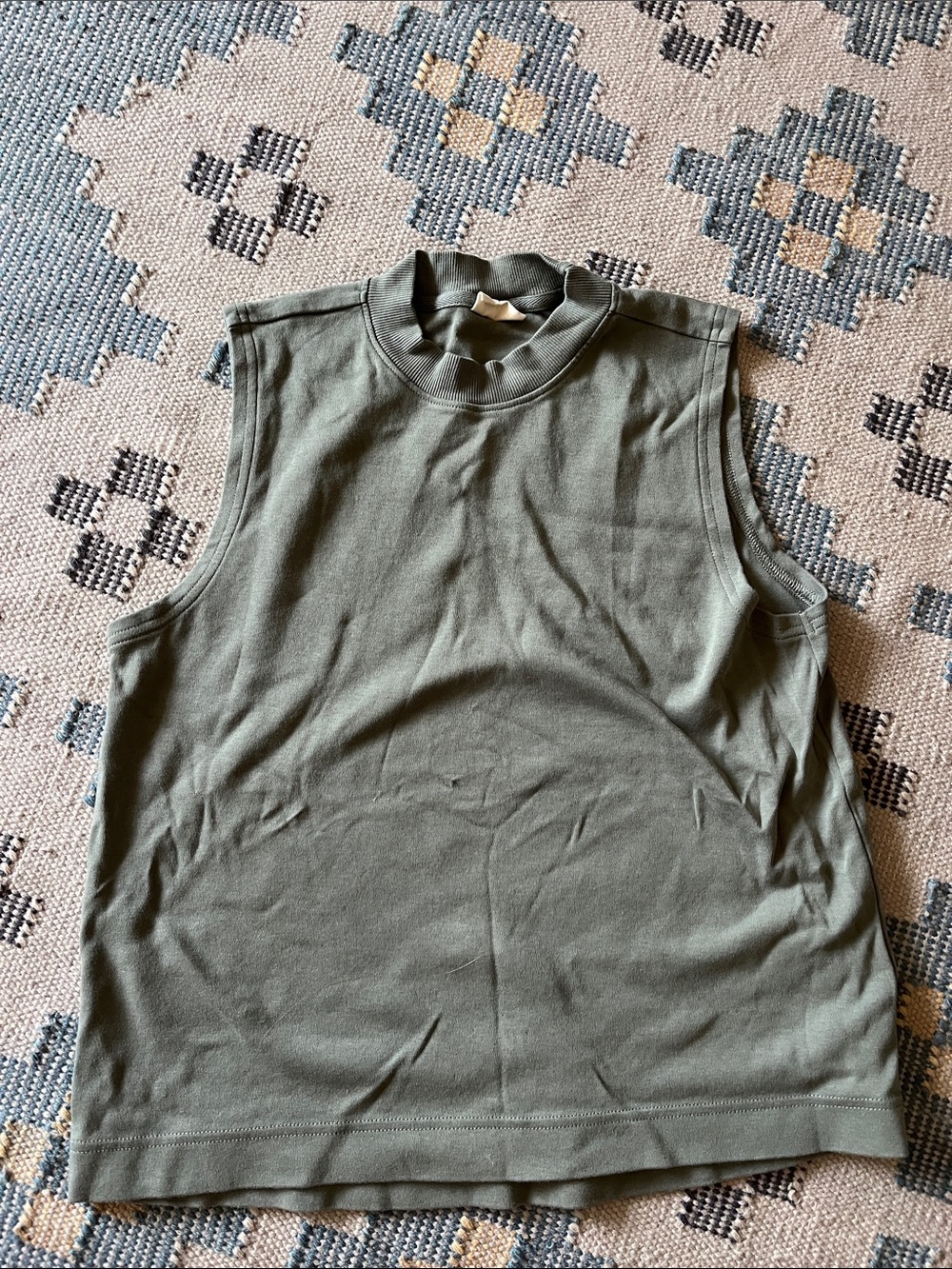 Pact Olive Green Sleeveless Mock Neck Tank